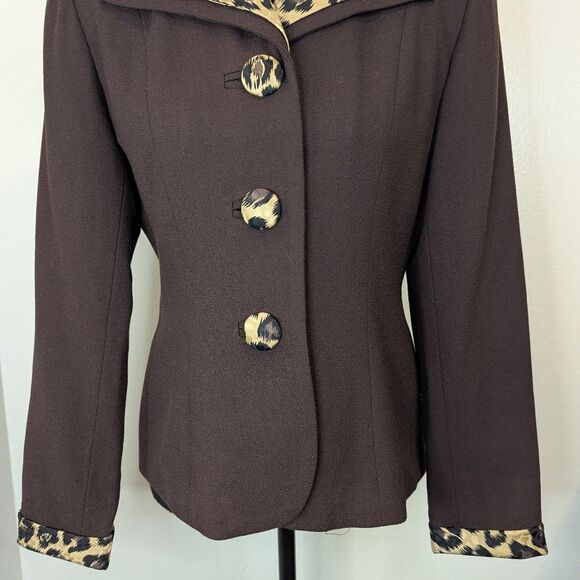 VTG Laura Madrigano Leopard Blazer 90s The Nanny Power Suit Mobwife Eclectic 6 - Picture 4 of 8